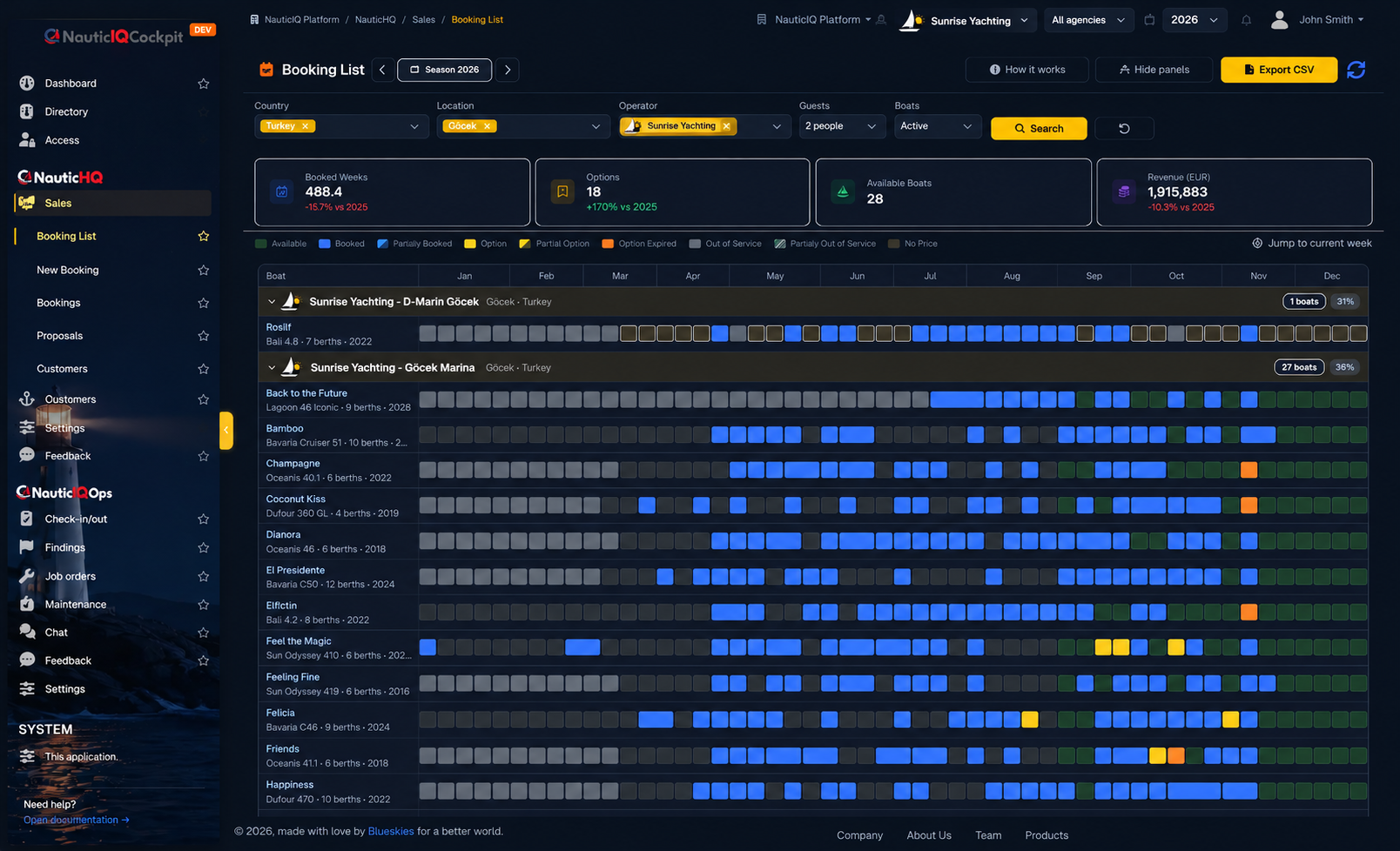 NauticIQ Cockpit booking management preview